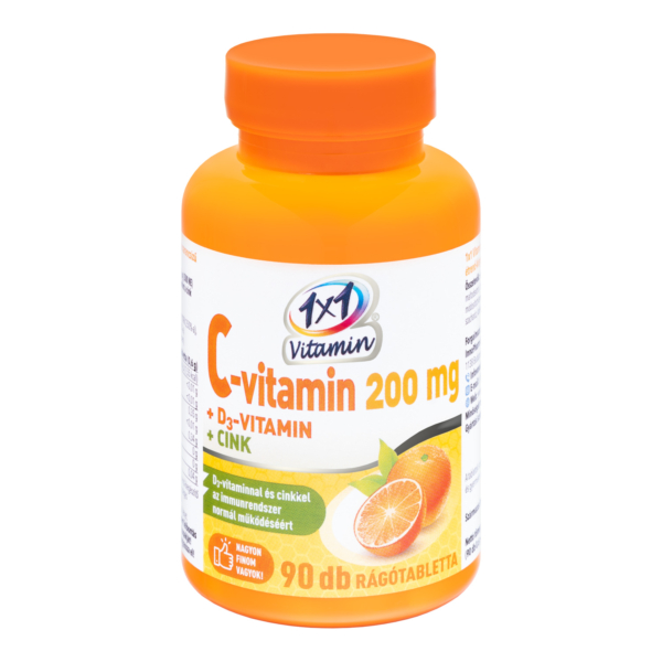1x1 Vitamin C-vitamin 200 mg + D3 cink rágótabletta 90x