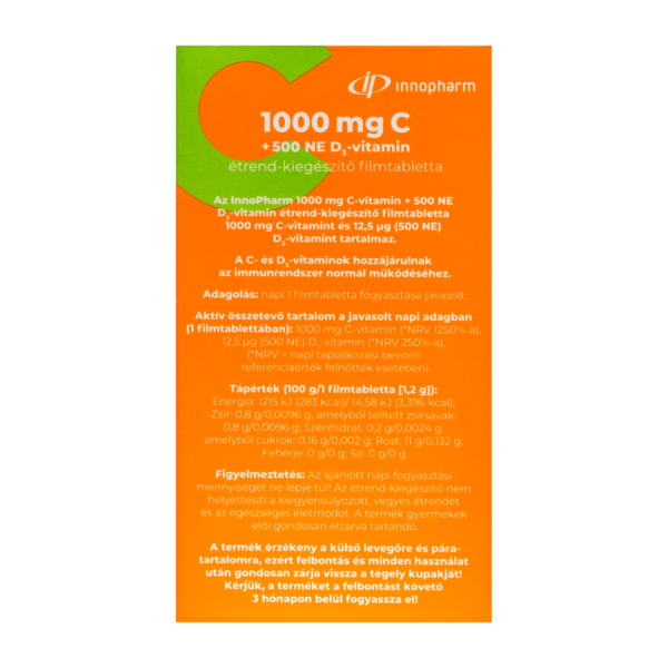 InnoPharm C1000 + 500 NE D3 étrend-kiegészítő filmtabletta 90x