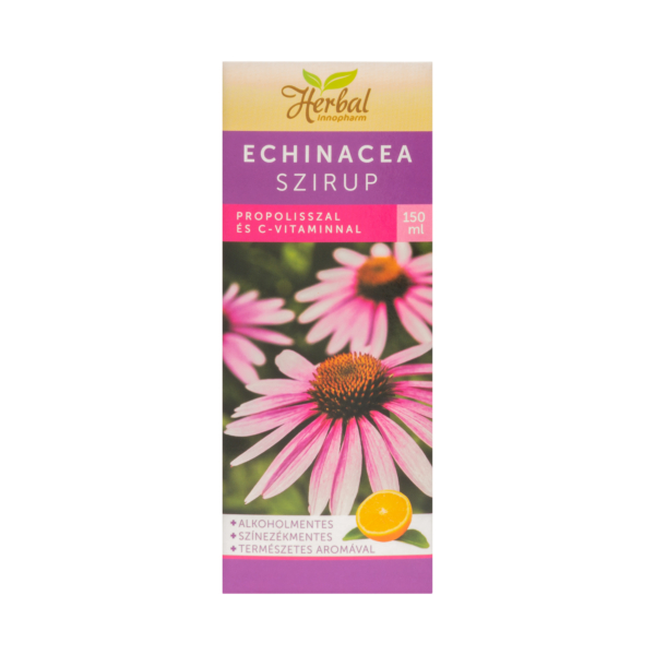 InnoPharm Herbal Echinacea szirup propolisszal és C-vitaminnal, narancs ízű étrend-kiegészítő 150 ml